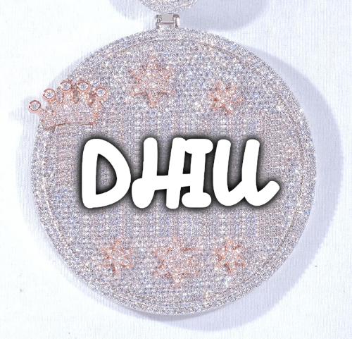 CUSTOM LETTER NECKLACE 3D BIG CROWN DISC