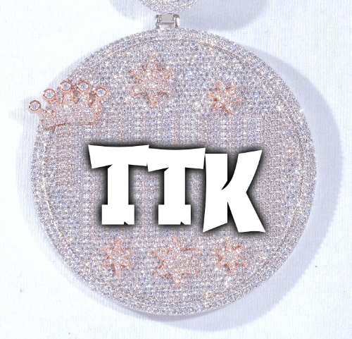CUSTOM LETTER NECKLACE 3D BIG CROWN DISC