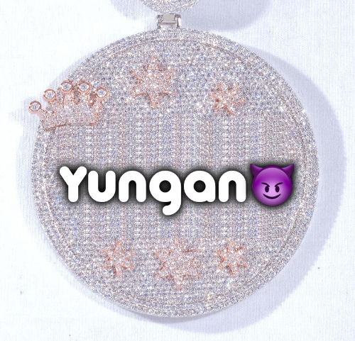 CUSTOM LETTER NECKLACE 3D BIG CROWN DISC