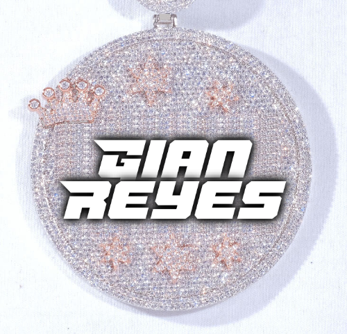 CUSTOM LETTER NECKLACE 3D BIG CROWN DISC