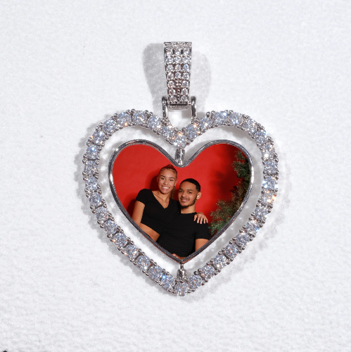 3D Spinning 2-Faced Heart Custom Picture Pendant