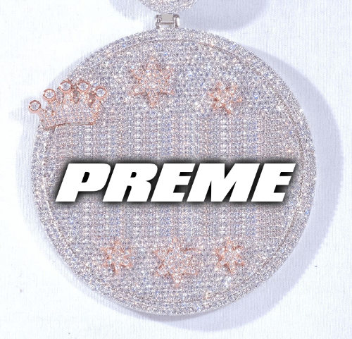 CUSTOM LETTER NECKLACE 3D BIG CROWN DISC