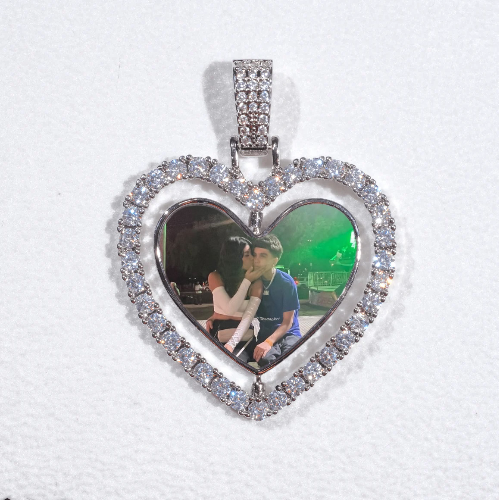 3D Spinning 2-Faced Heart Custom Picture Pendant