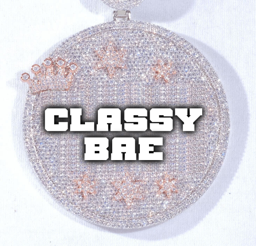 CUSTOM LETTER NECKLACE 3D BIG CROWN DISC