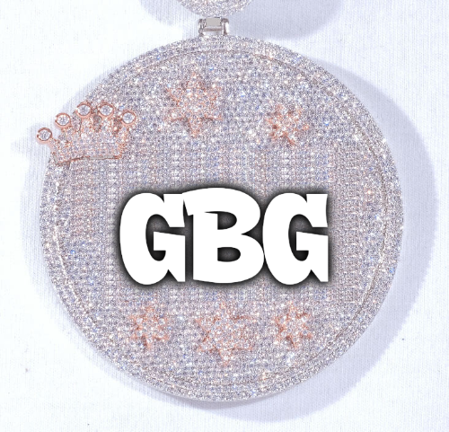 CUSTOM LETTER NECKLACE 3D BIG CROWN DISC