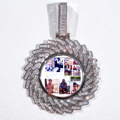 Large 3D Baguette Custom Picture Pendant