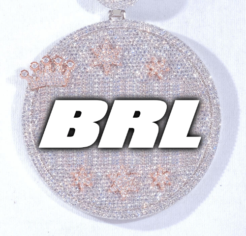 CUSTOM LETTER NECKLACE 3D BIG CROWN DISC
