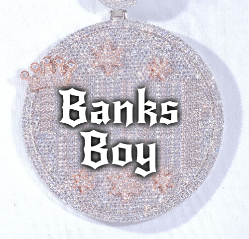 CUSTOM LETTER NECKLACE 3D BIG CROWN DISC
