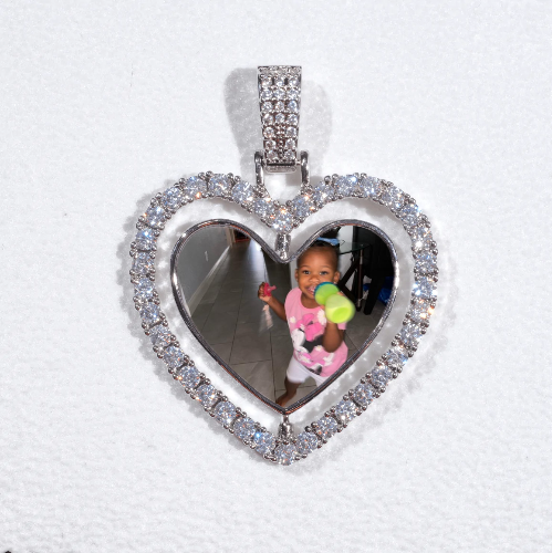 3D Spinning 2-Faced Heart Custom Picture Pendant