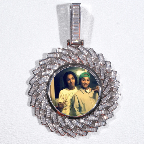 Large 3D Baguette Custom Picture Pendant
