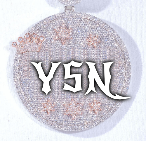 CUSTOM LETTER NECKLACE 3D BIG CROWN DISC
