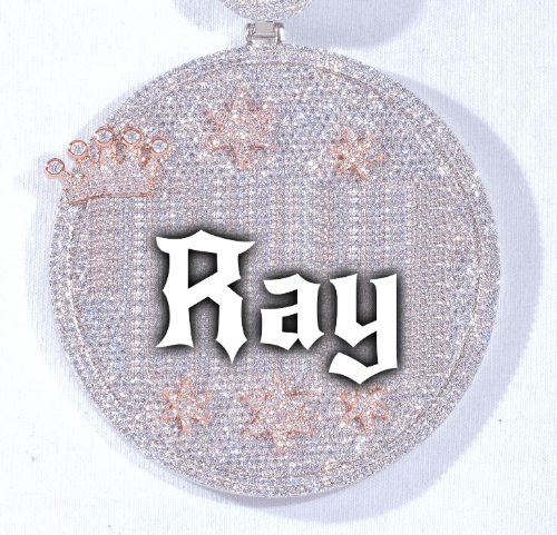 CUSTOM LETTER NECKLACE 3D BIG CROWN DISC