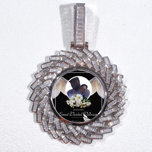 Large 3D Baguette Custom Picture Pendant