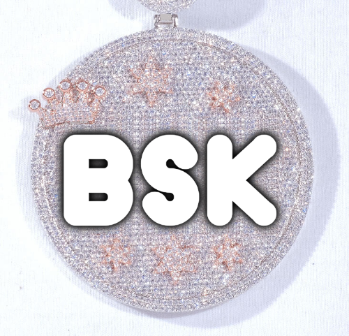 CUSTOM LETTER NECKLACE 3D BIG CROWN DISC