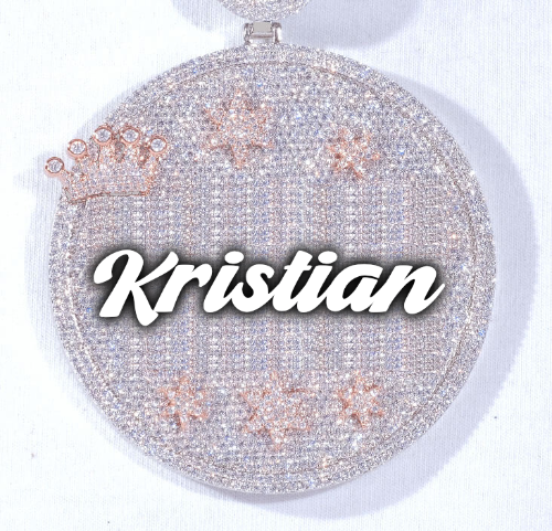 CUSTOM LETTER NECKLACE 3D BIG CROWN DISC