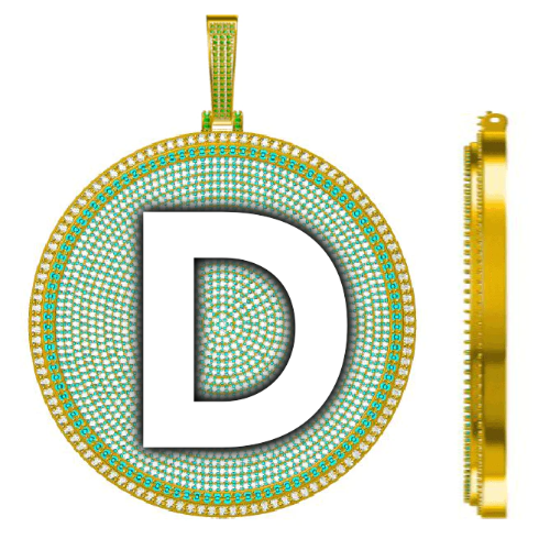 CUSTOM LETTER NECKLACE 3D BIG DISC