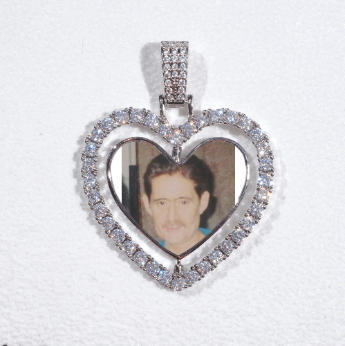 3D Spinning 2-Faced Heart Custom Picture Pendant