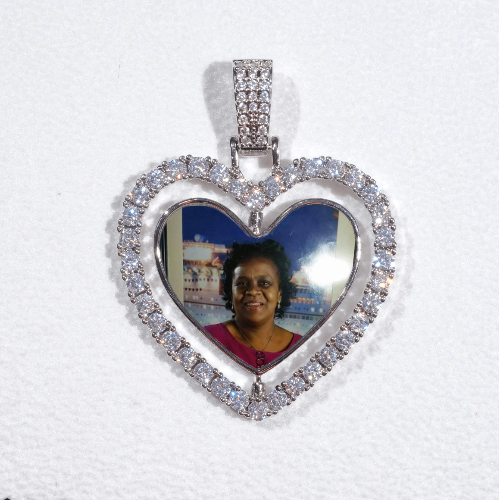 3D Spinning 2-Faced Heart Custom Picture Pendant