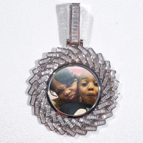 Large 3D Baguette Custom Picture Pendant