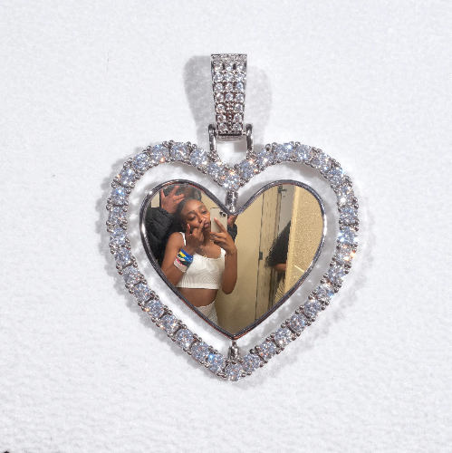 3D Spinning 2-Faced Heart Custom Picture Pendant