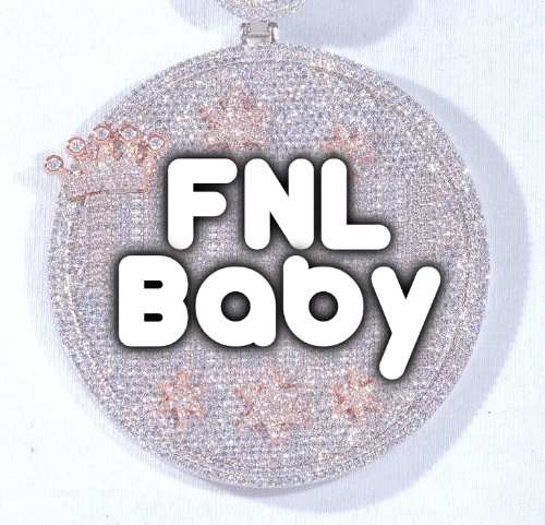 CUSTOM LETTER NECKLACE 3D BIG CROWN DISC