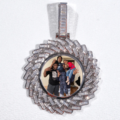 Large 3D Baguette Custom Picture Pendant