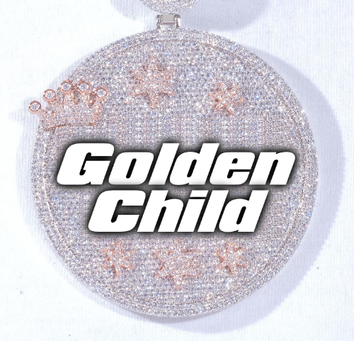 CUSTOM LETTER NECKLACE 3D BIG CROWN DISC