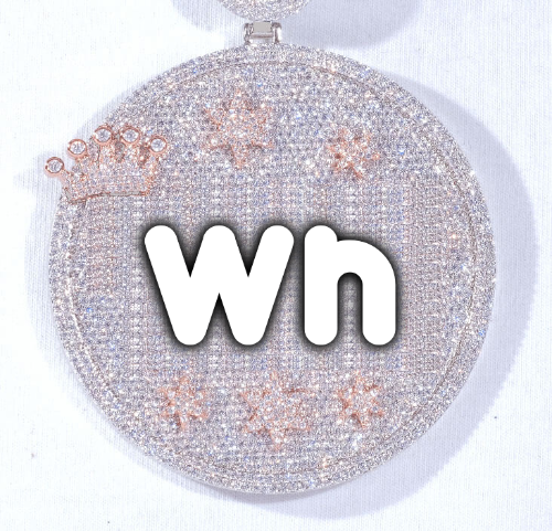 CUSTOM LETTER NECKLACE 3D BIG CROWN DISC