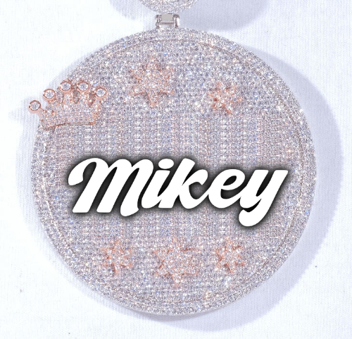 CUSTOM LETTER NECKLACE 3D BIG CROWN DISC