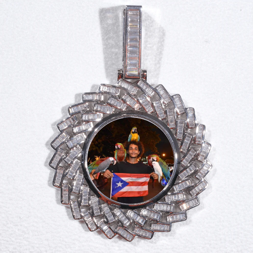Large 3D Baguette Custom Picture Pendant