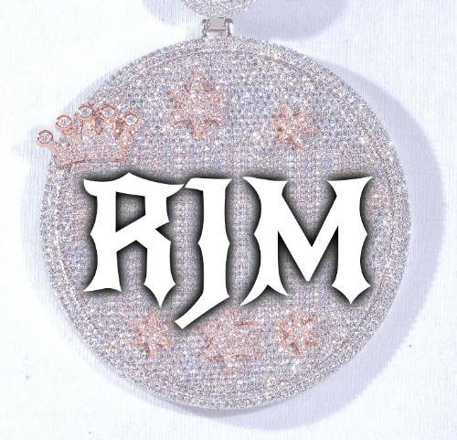CUSTOM LETTER NECKLACE 3D BIG CROWN DISC