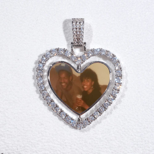 3D Spinning 2-Faced Heart Custom Picture Pendant
