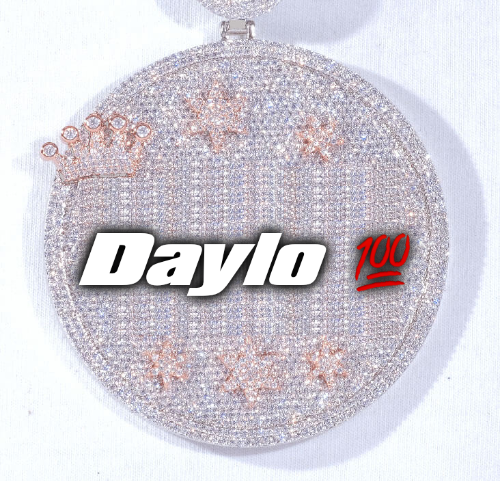 CUSTOM LETTER NECKLACE 3D BIG CROWN DISC