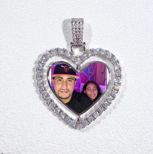 3D Spinning 2-Faced Heart Custom Picture Pendant