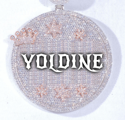 CUSTOM LETTER NECKLACE 3D BIG CROWN DISC