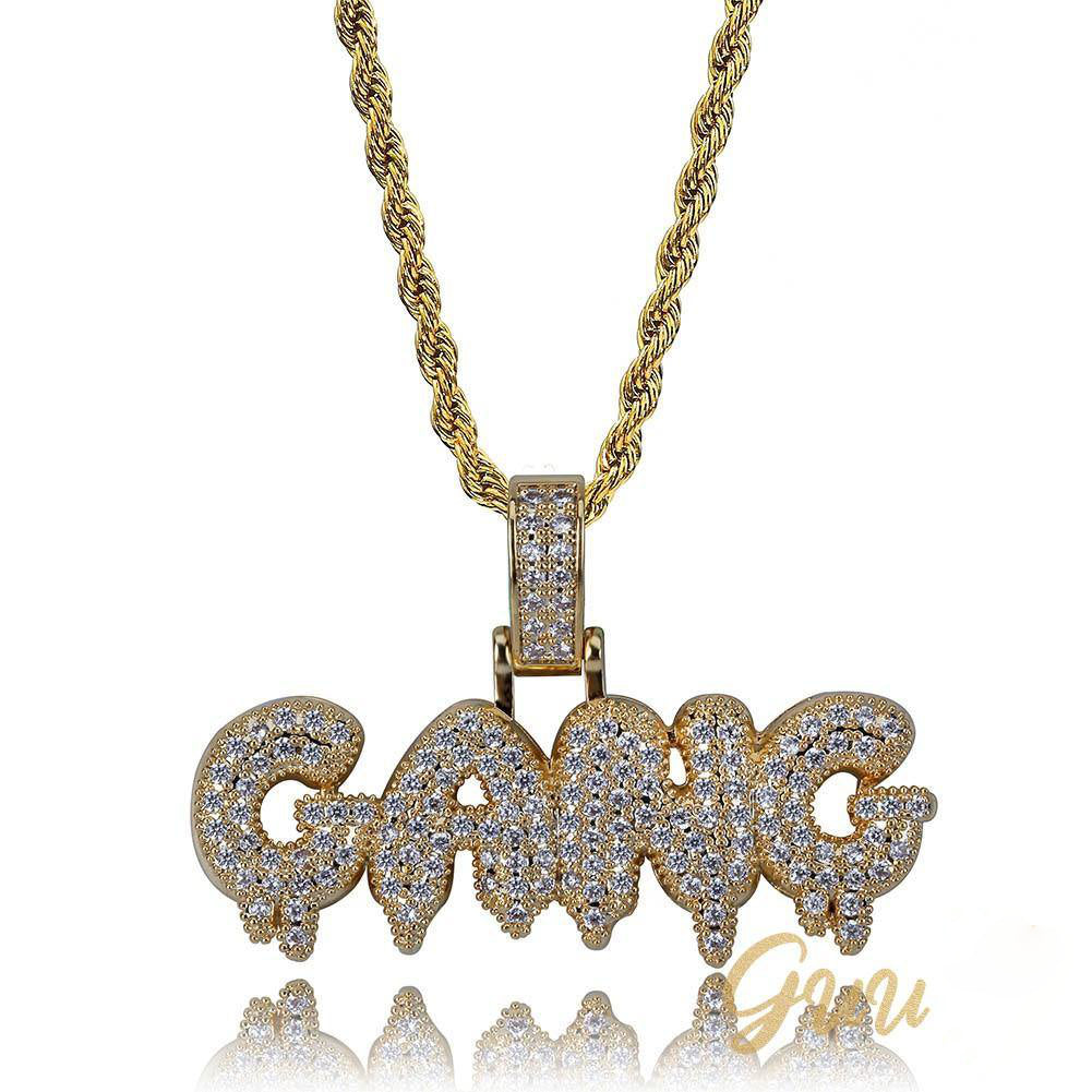 Iced Gold-Plated Letter GANG Pendant