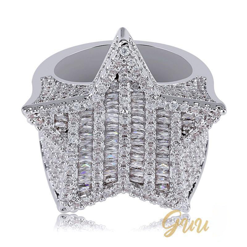 18K Gold-Plated Micro-inlay AAA CZ Pentagram Ring - The GUU Shop