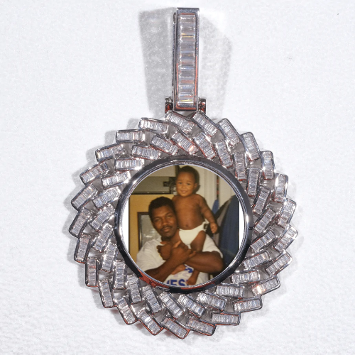 Large 3D Baguette Custom Picture Pendant