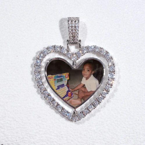3D Spinning 2-Faced Heart Custom Picture Pendant