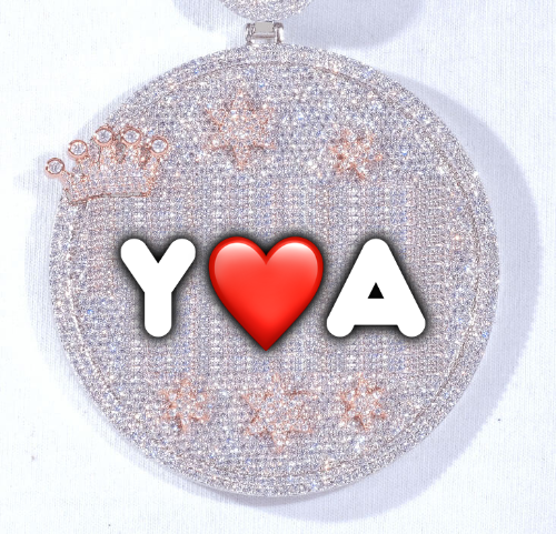 CUSTOM LETTER NECKLACE 3D BIG CROWN DISC