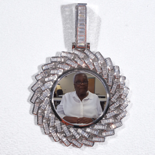 Large 3D Baguette Custom Picture Pendant
