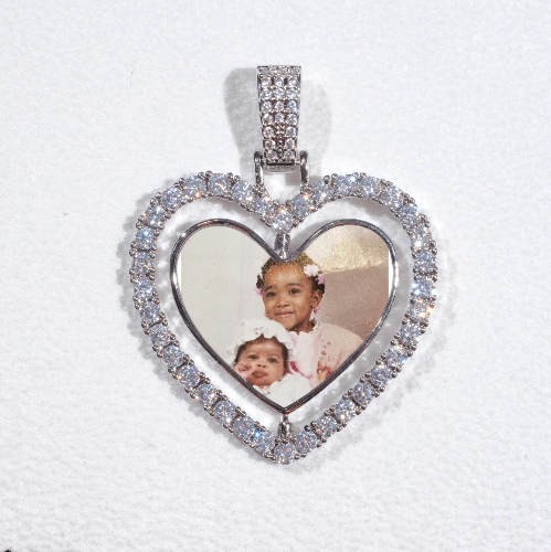 3D Spinning 2-Faced Heart Custom Picture Pendant