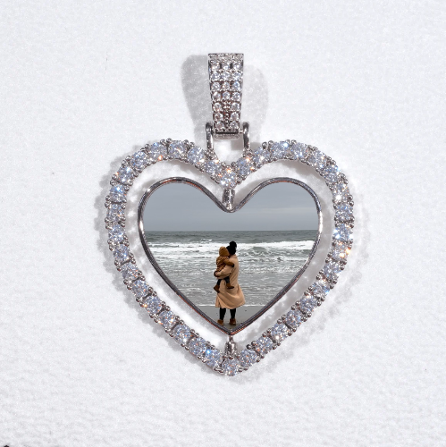 3D Spinning 2-Faced Heart Custom Picture Pendant