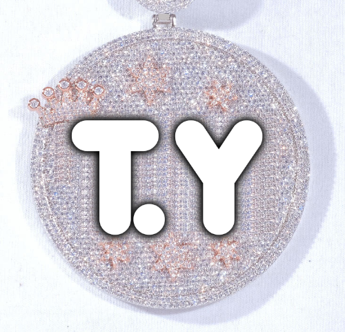 CUSTOM LETTER NECKLACE 3D BIG CROWN DISC