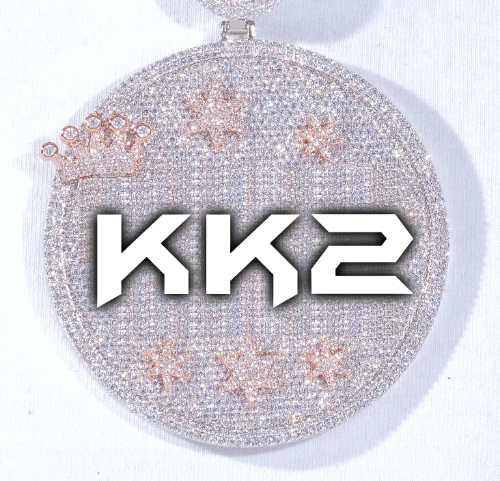 CUSTOM LETTER NECKLACE 3D BIG CROWN DISC