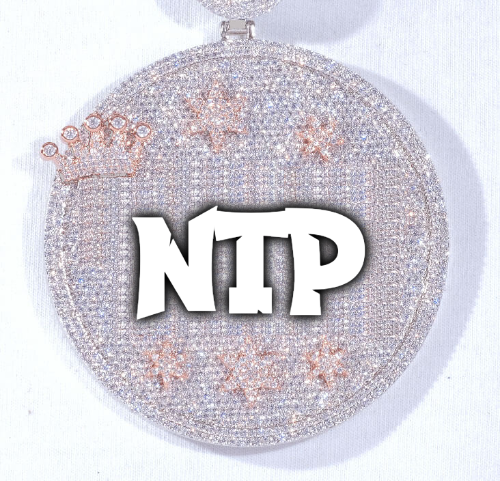 CUSTOM LETTER NECKLACE 3D BIG CROWN DISC