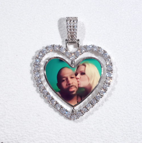 3D Spinning 2-Faced Heart Custom Picture Pendant