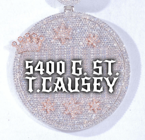 CUSTOM LETTER NECKLACE 3D BIG CROWN DISC