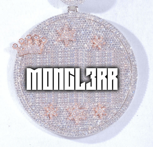 CUSTOM LETTER NECKLACE 3D BIG CROWN DISC