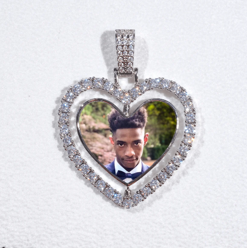 3D Spinning 2-Faced Heart Custom Picture Pendant